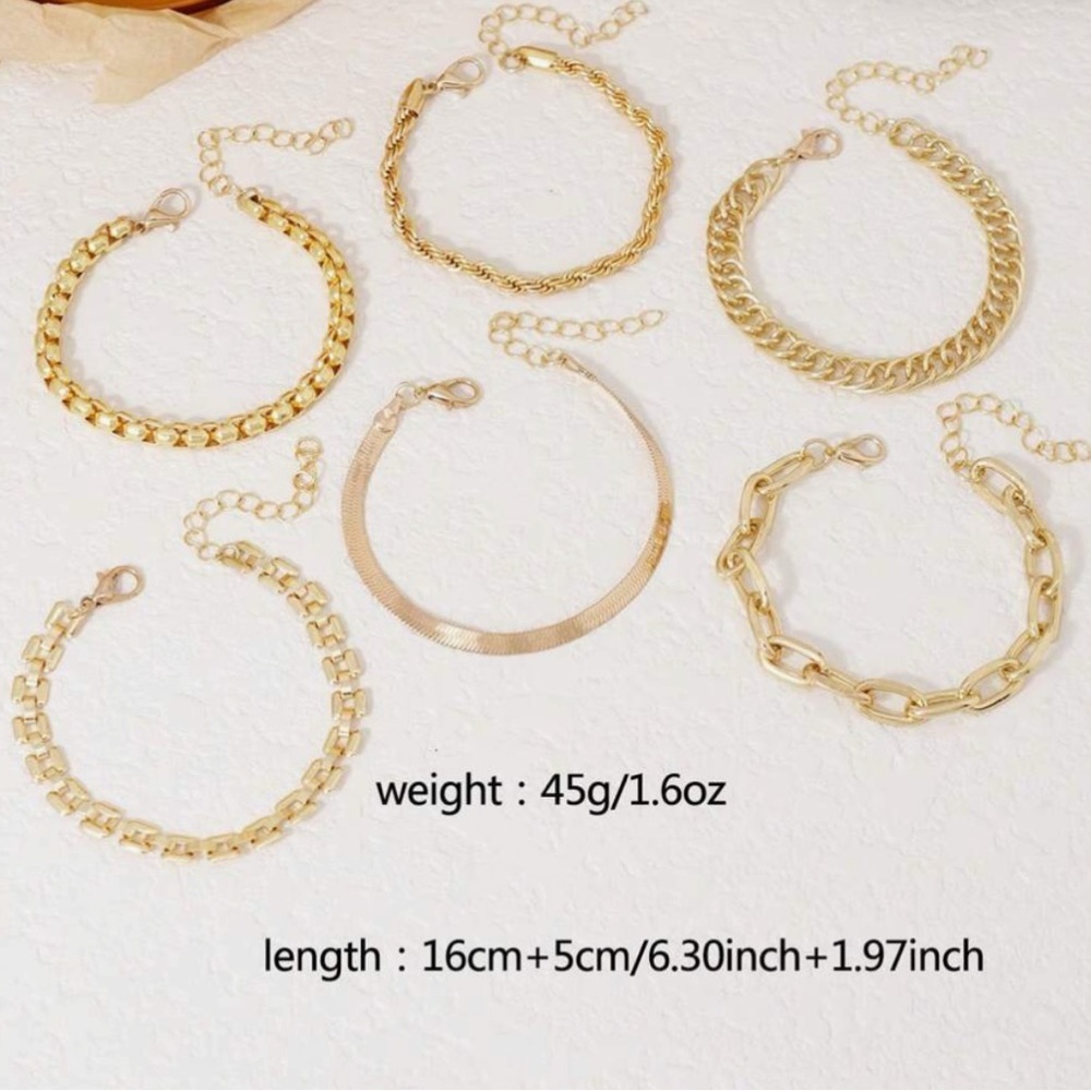 Layered Gold Bracelet 6 piece Set - Picture 5 of 5
